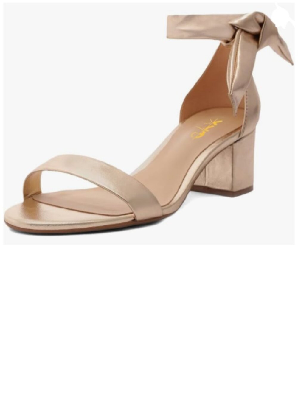 XYD Gold Open Toe Tie Up Cute Ankle Strap Block Sandals Low Heel Wedding Shoes